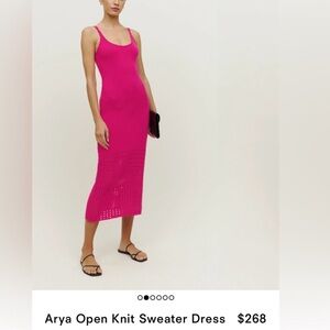Reformation Arya Open Knit Pink Midi Dress